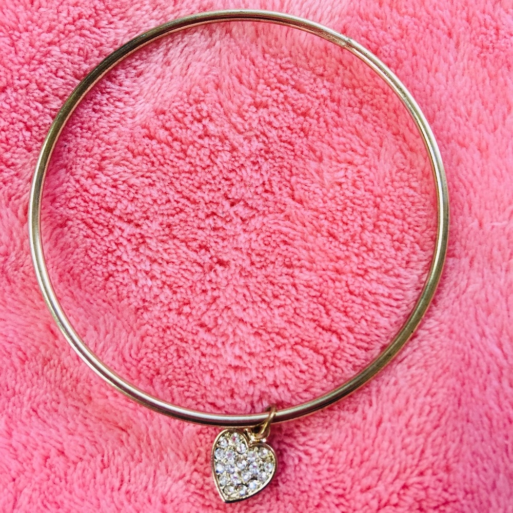 Faux Rhinestone Heart Pendant Bracelet
